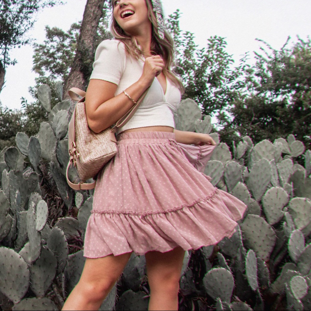 Mauve Swiss Dot Skirt